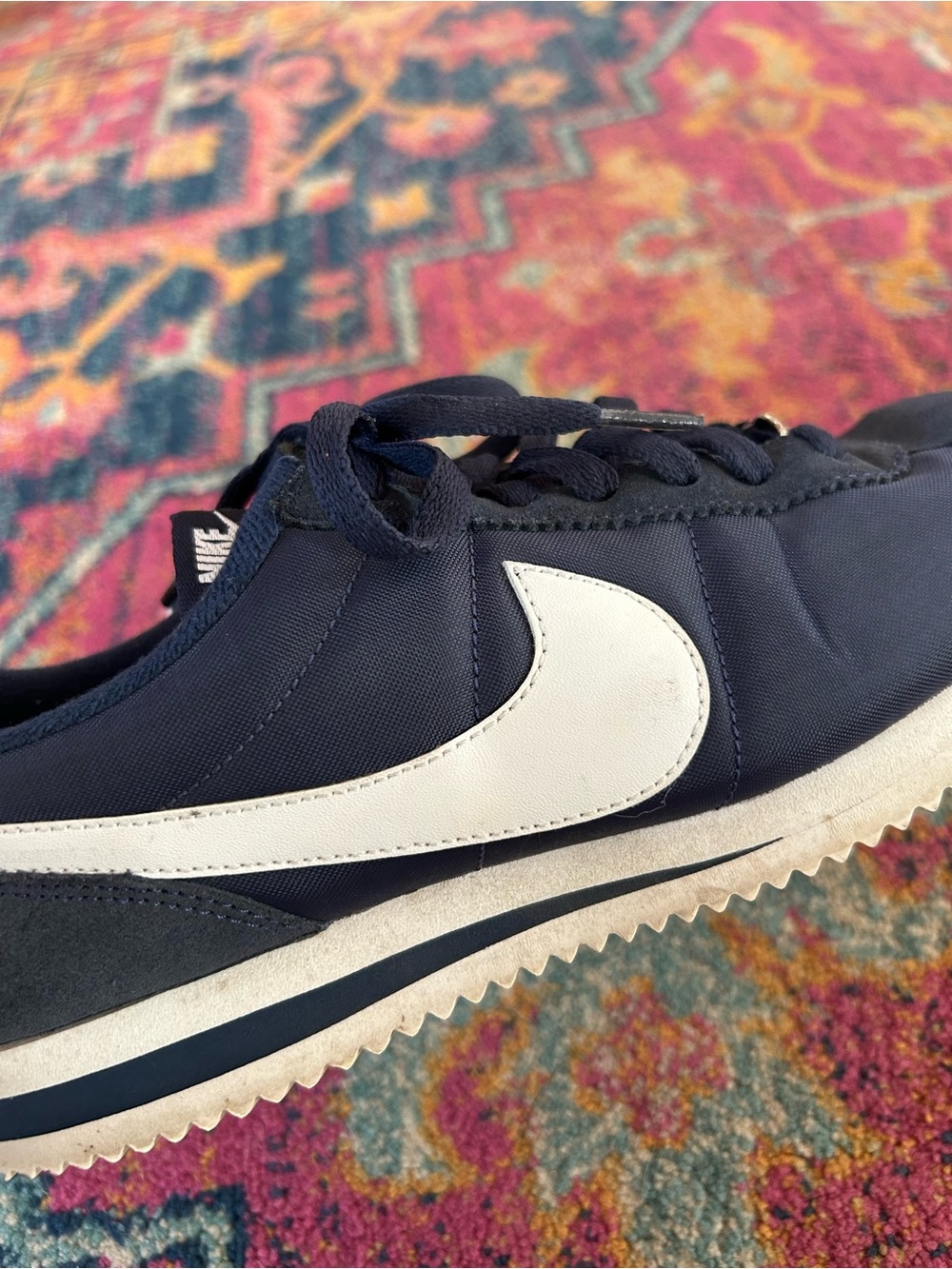Nike | Women’s Navy Blue Canvas/Suede Lace Up Cortez Sneakers White Swoosh 8.5 - Picture 11 of 16